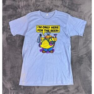 Vintage 1970s Roach Here For The Beer Humor Cartoon Graphic T Shirt Blue Medium